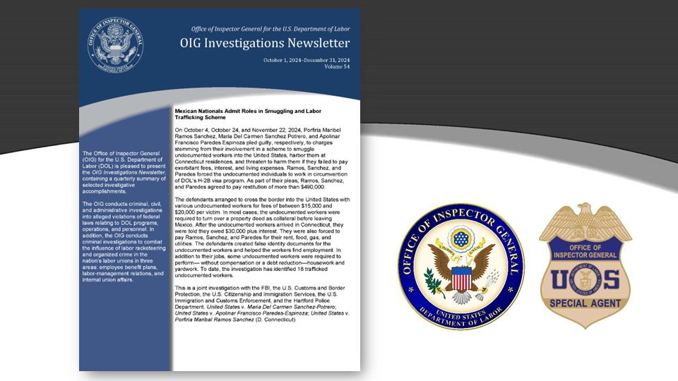 OIG Investigations Newsletter Volume 54 October 1, 2024 - December 31, 2024